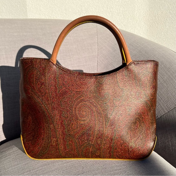 Etro Handbags - ETRO Milano Paisley Hand Bag Shoulder Purse PVC Leather Zipper Closure